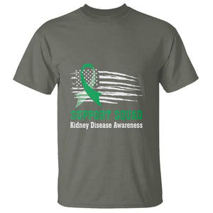 Kidney Disease Awareness Month T Shirt Support Squad USA Flag Strong Warrior TS09 Military Green Printyourwear