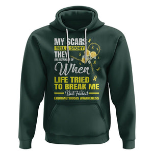 Endometriosis Awareness Hoodie My Scars Tell A Story When Life Tried To Break Me But Failed TS09 Dark Forest Green Printyourwear