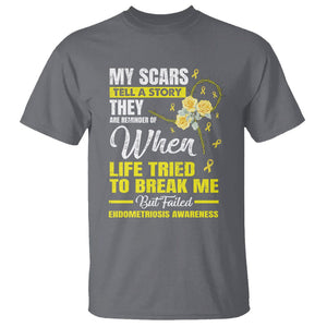 Endometriosis Awareness T Shirt My Scars Tell A Story When Life Tried To Break Me But Failed TS09 Charcoal Printyourwear