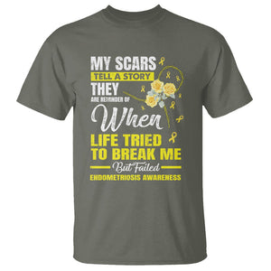 Endometriosis Awareness T Shirt My Scars Tell A Story When Life Tried To Break Me But Failed TS09 Military Green Printyourwear