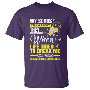 Endometriosis Awareness T Shirt My Scars Tell A Story When Life Tried To Break Me But Failed TS09 Purple Printyourwear