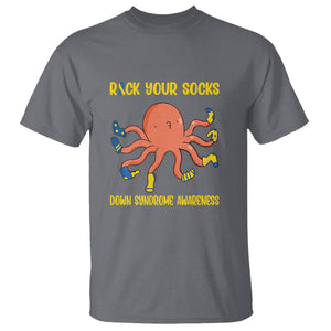 Down Syndrome Day T Shirt Rock Your Sock Funny Octopus Socks TS09 Charcoal Printyourwear