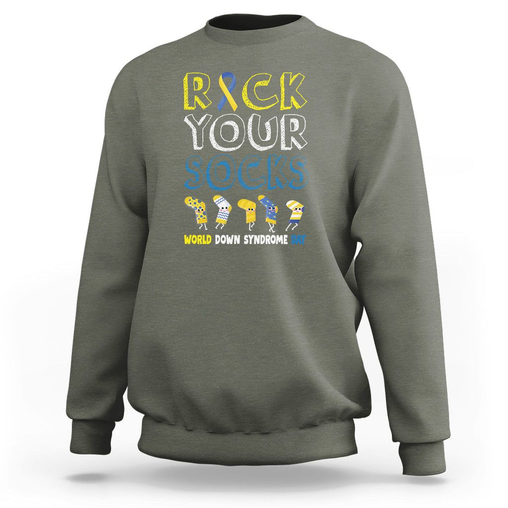 World Down Syndrome Day Rock Your Sock Sweatshirt TS09 Military Green Printyourwear