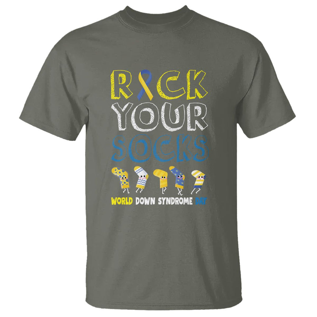 World Down Syndrome Day Rock Your Sock T Shirt TS09 Military Green Printyourwear