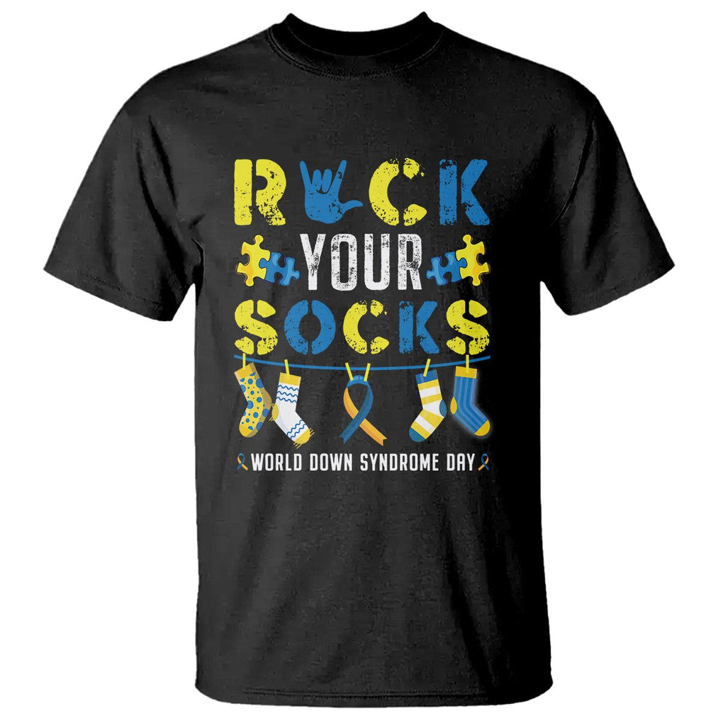 Down Syndrome Day Funny Rock Your Sock T Shirt TS09 Black Printyourwear