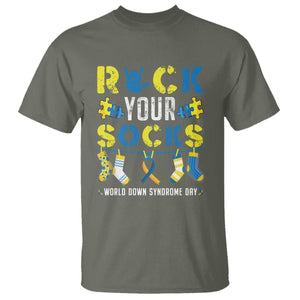 Down Syndrome Day Funny Rock Your Sock T Shirt TS09 Military Green Printyourwear