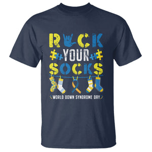 Down Syndrome Day Funny Rock Your Sock T Shirt TS09 Navy Printyourwear