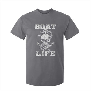 Boat Life T Shirt For Kid Funny Skull Anchor TS09 Charcoal Print Your Wear