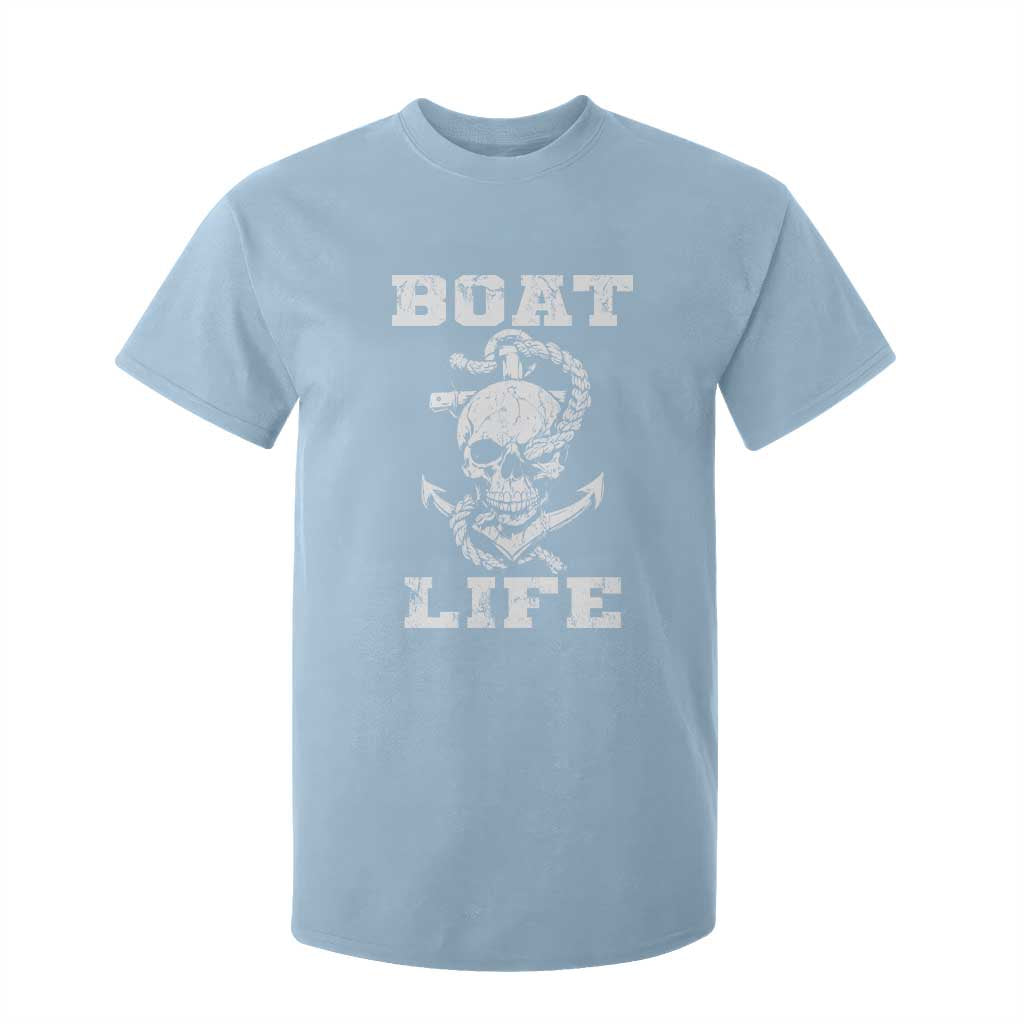 Boat Life T Shirt For Kid Funny Skull Anchor TS09 Light Blue Print Your Wear