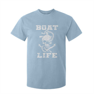 Boat Life T Shirt For Kid Funny Skull Anchor TS09 Light Blue Print Your Wear