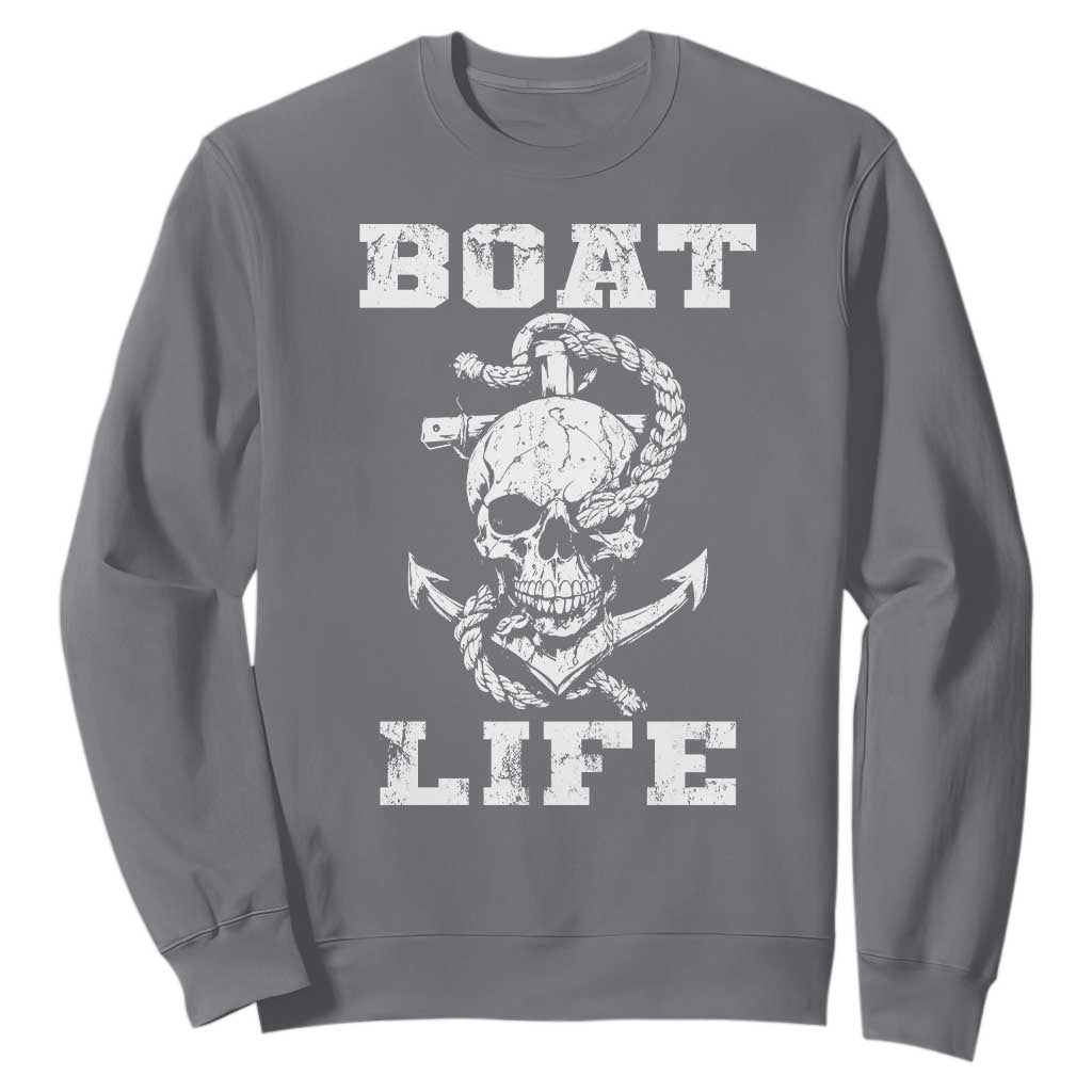 Boat Life Sweatshirt Funny Skull Anchor TS09 Charcoal Print Your Wear