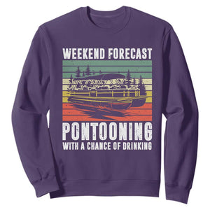 Weekend Forecast Pontooning With A Chance Of Drinking Sweatshirt TS09 Purple Print Your Wear