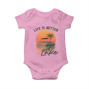 Life Is Better At The Lake Baby Onesie Pontoon Boat TS09 Light Pink Print Your Wear