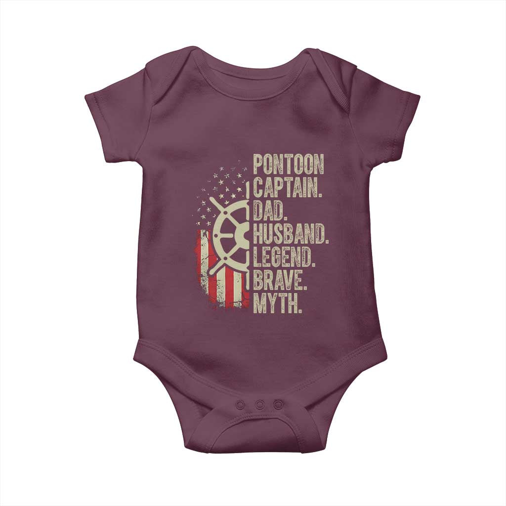 Pontoon Boat Captain Baby Onesie Dad Husband Legend Brave Myth TS09 Maroon Print Your Wear