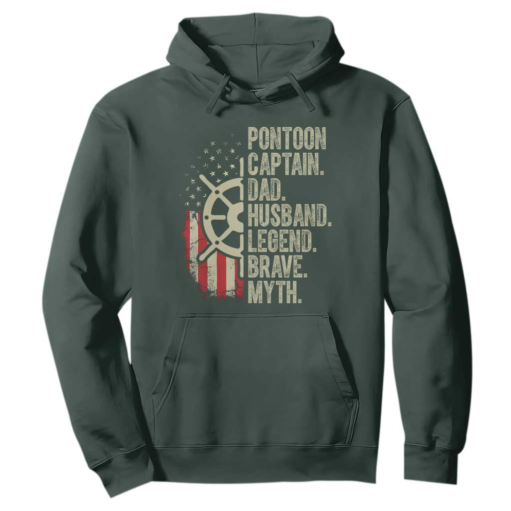 Pontoon Boat Captain Hoodie Dad Husband Legend Brave Myth TS09 Dark Forest Green Print Your Wear
