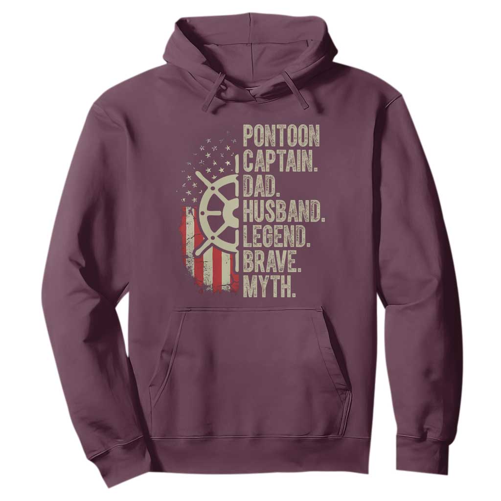 Pontoon Boat Captain Hoodie Dad Husband Legend Brave Myth TS09 Maroon Print Your Wear
