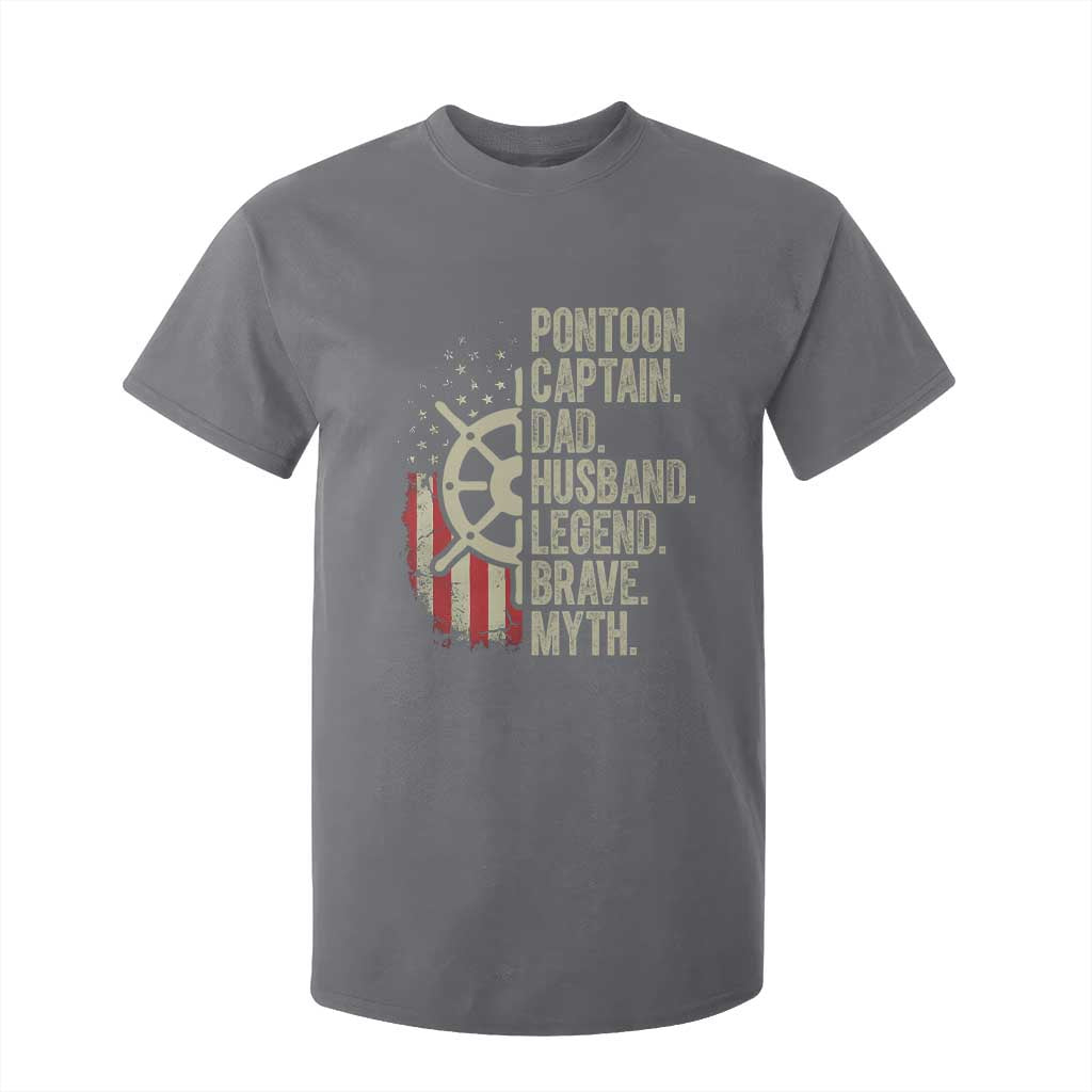 Pontoon Boat Captain T Shirt For Kid Dad Husband Legend Brave Myth TS09 Charcoal Print Your Wear