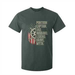 Pontoon Boat Captain T Shirt For Kid Dad Husband Legend Brave Myth TS09 Dark Forest Green Print Your Wear