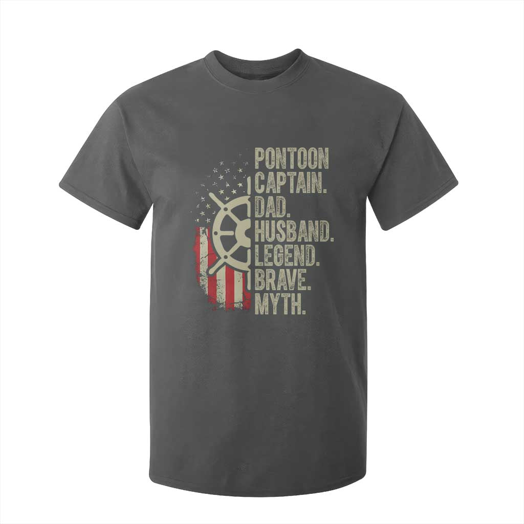 Pontoon Boat Captain T Shirt For Kid Dad Husband Legend Brave Myth TS09 Dark Heather Print Your Wear