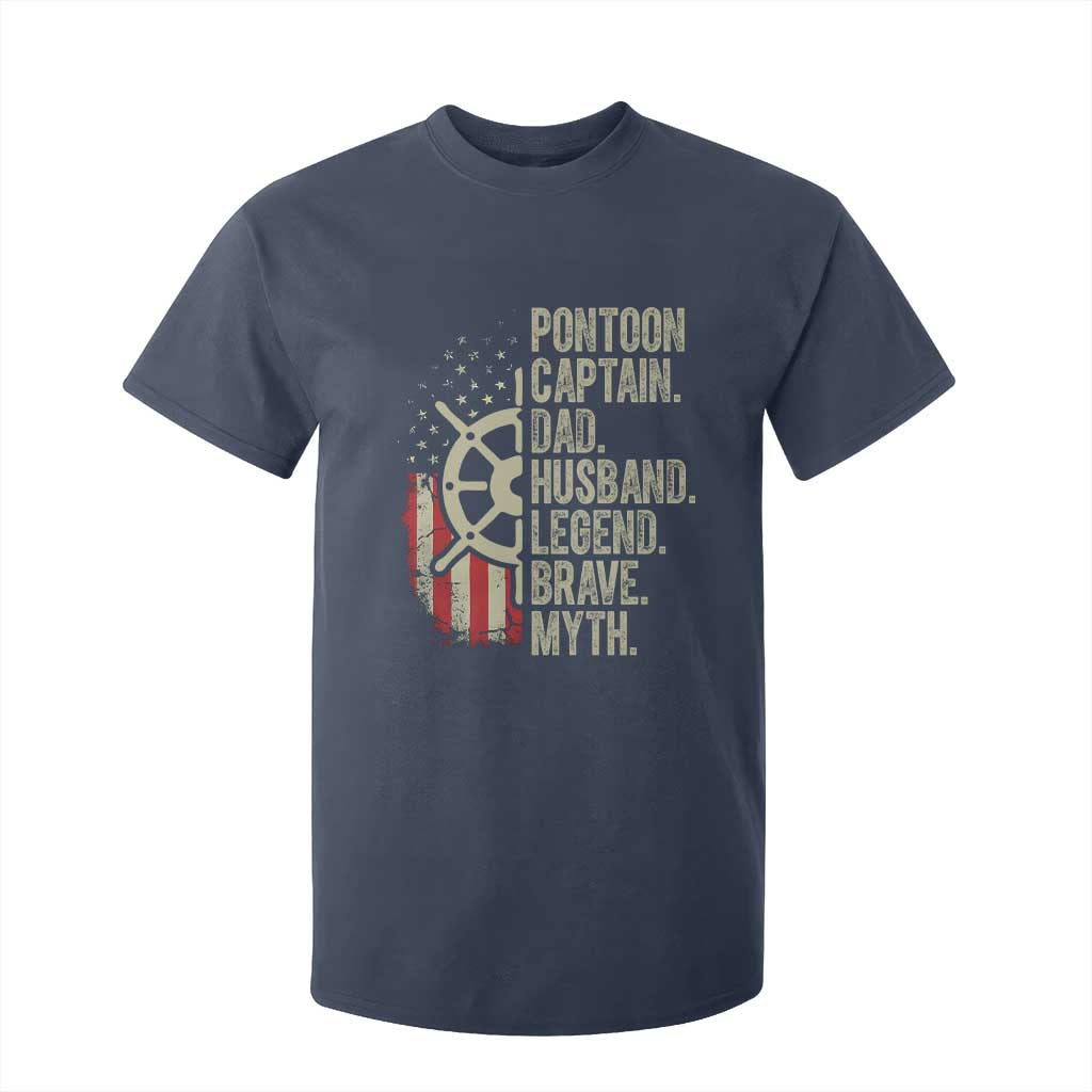 Pontoon Boat Captain T Shirt For Kid Dad Husband Legend Brave Myth TS09 Navy Print Your Wear