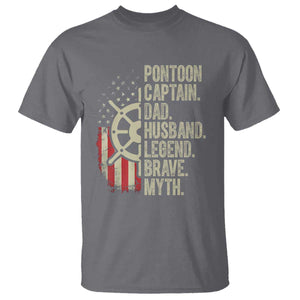 Pontoon Boat Captain T Shirt Dad Husband Legend Brave Myth TS09 Charcoal Print Your Wear