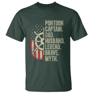Pontoon Boat Captain T Shirt Dad Husband Legend Brave Myth TS09 Dark Forest Green Print Your Wear