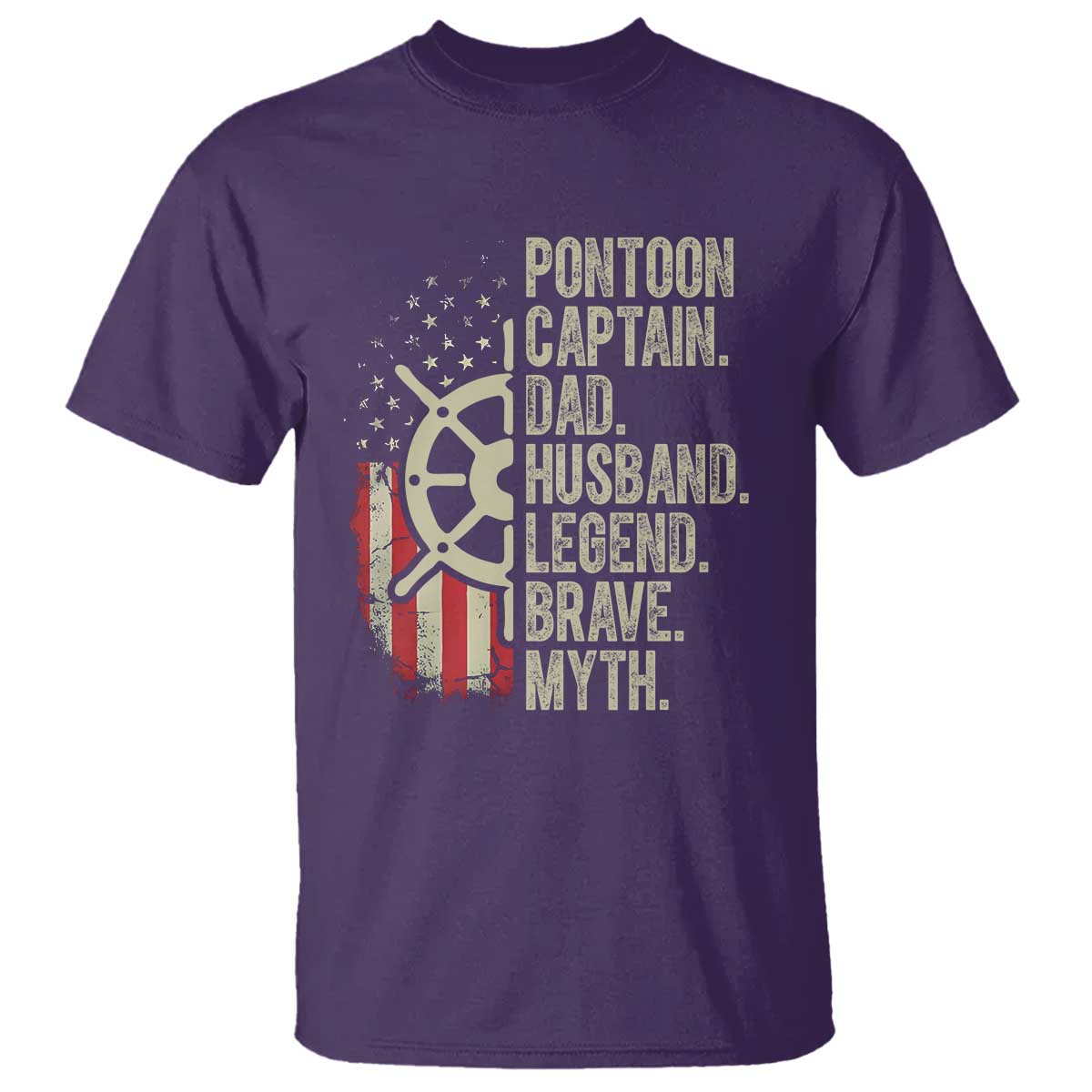 Pontoon Boat Captain T Shirt Dad Husband Legend Brave Myth TS09 Purple Print Your Wear