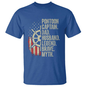 Pontoon Boat Captain T Shirt Dad Husband Legend Brave Myth TS09 Royal Blue Print Your Wear