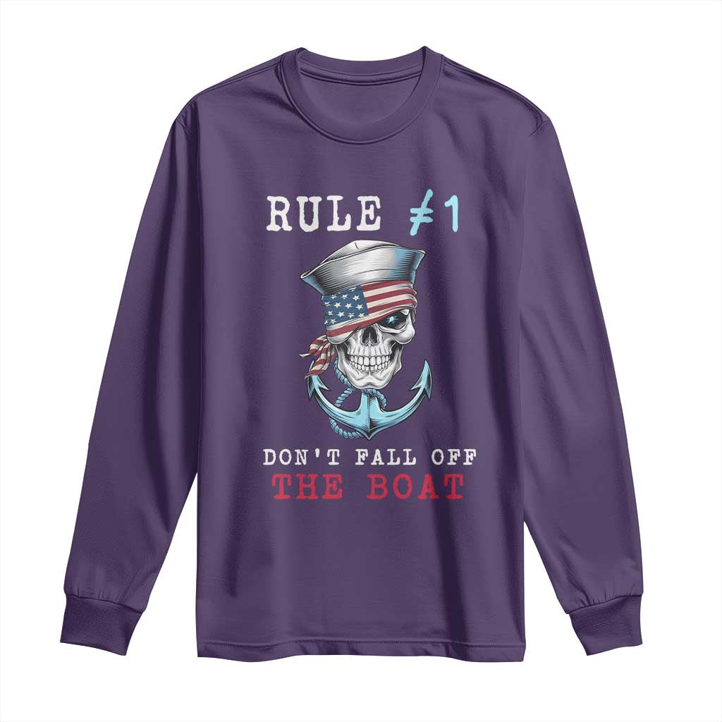 Funny Pirate Rule Long Sleeve Shirt Don't Fall Off The Boat TS09 Purple Print Your Wear