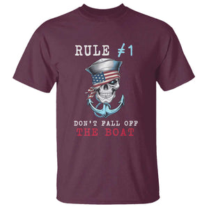 Funny Pirate Rule T Shirt Don't Fall Off The Boat TS09 Maroon Print Your Wear