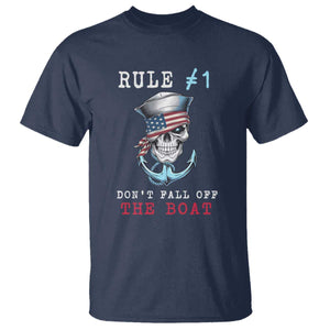 Funny Pirate Rule T Shirt Don't Fall Off The Boat TS09 Navy Print Your Wear