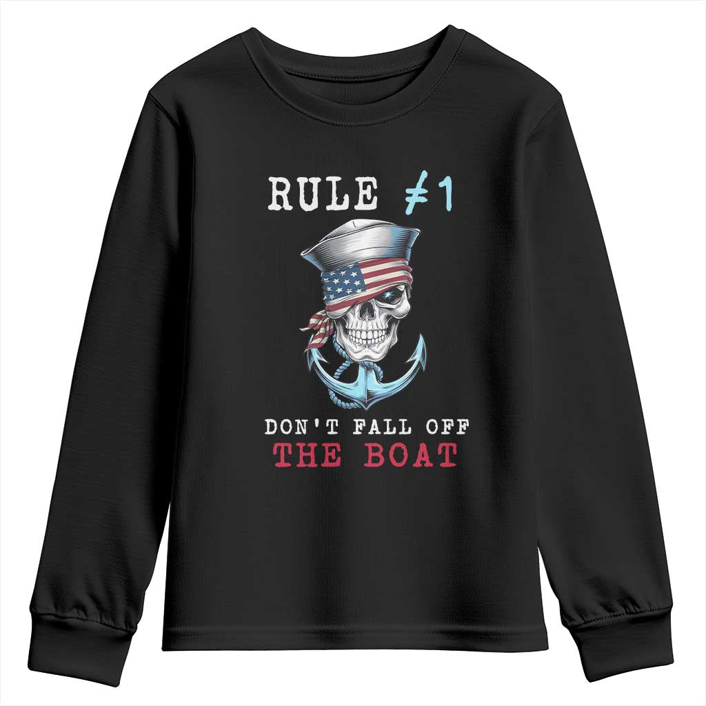 Funny Pirate Rule Youth Sweatshirt Don't Fall Off The Boat TS09 Black Print Your Wear