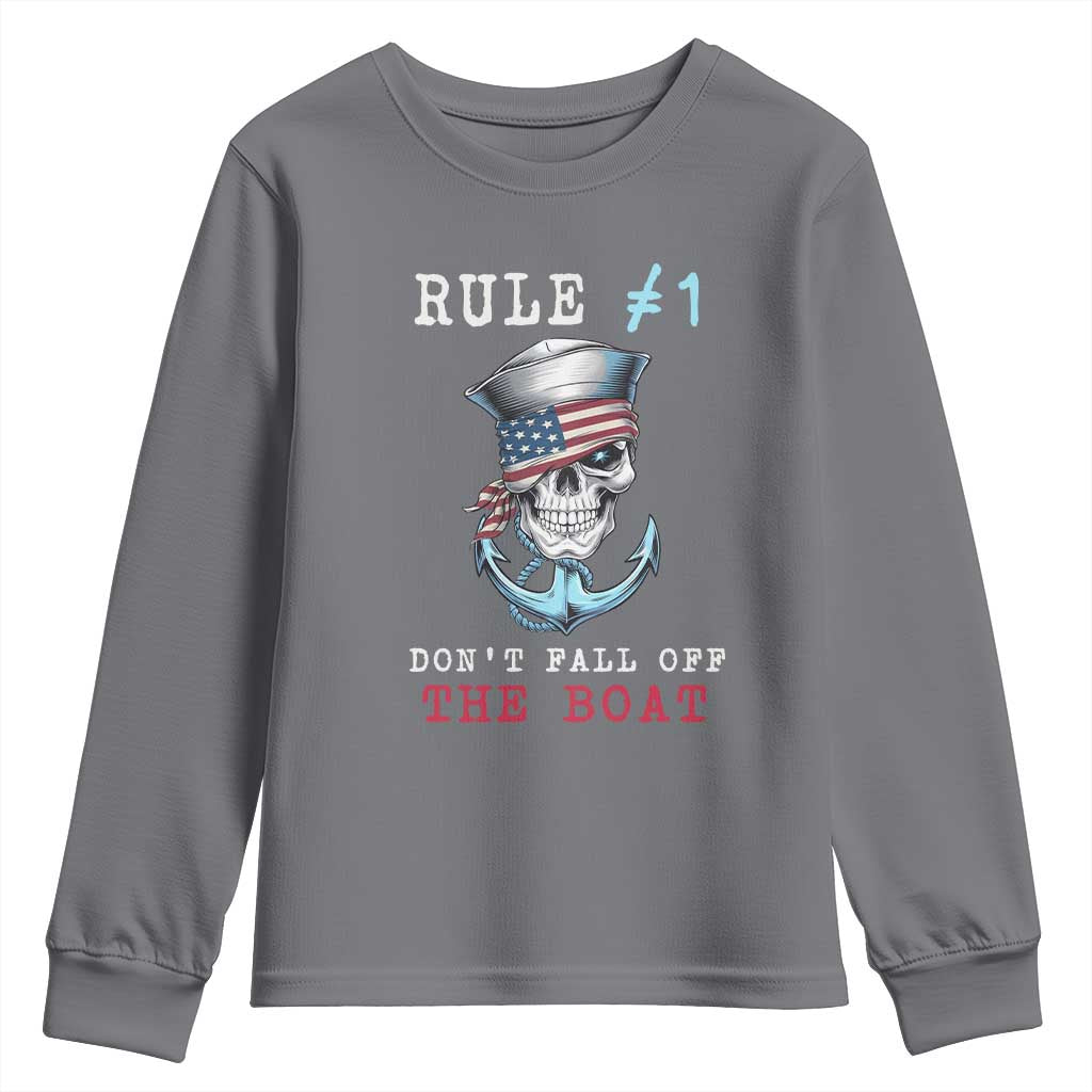 Funny Pirate Rule Youth Sweatshirt Don't Fall Off The Boat TS09 Charcoal Print Your Wear