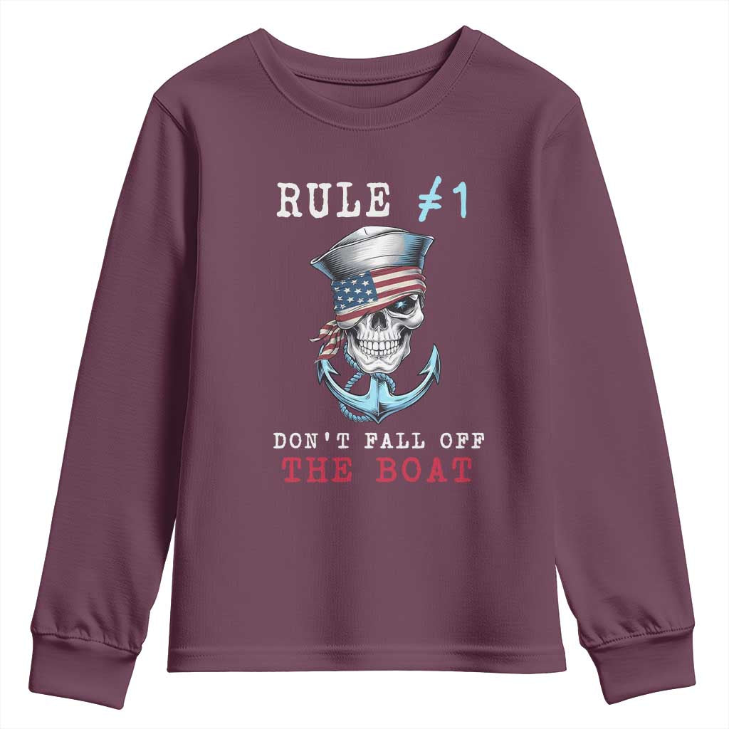 Funny Pirate Rule Youth Sweatshirt Don't Fall Off The Boat TS09 Maroon Print Your Wear