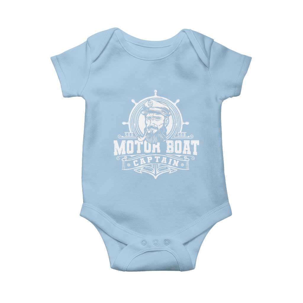 Vintage Motor Boat Captain Baby Onesie TS09 Light Blue Print Your Wear
