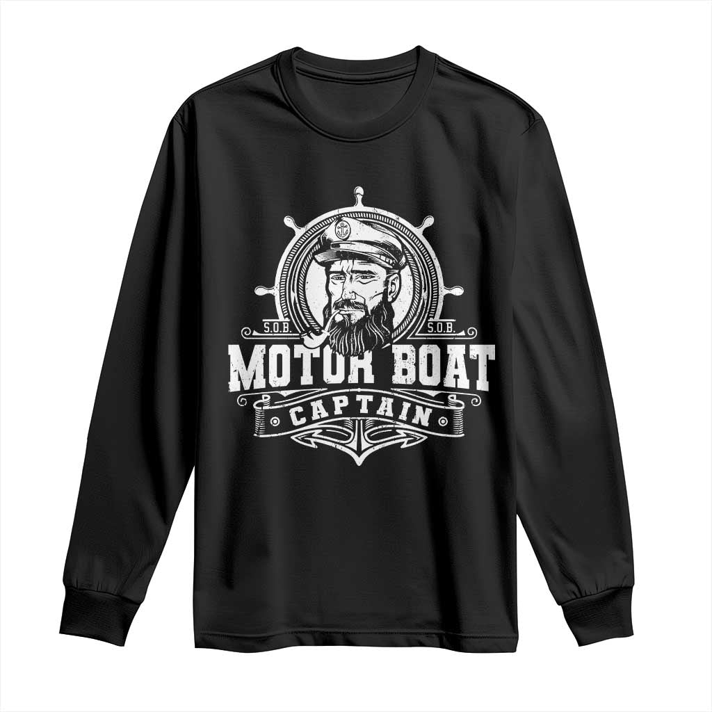 Vintage Motor Boat Captain Long Sleeve Shirt TS09 Black Print Your Wear