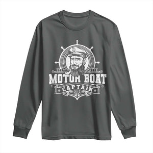 Vintage Motor Boat Captain Long Sleeve Shirt TS09 Dark Heather Print Your Wear