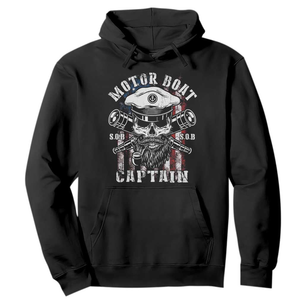 Motor Boat Captain Hoodie Patriotic American Flag TS09 Black Print Your Wear