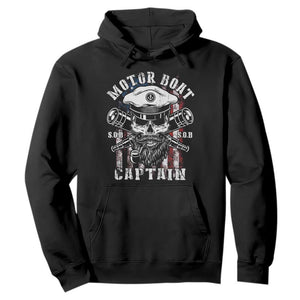 Motor Boat Captain Hoodie Patriotic American Flag TS09 Black Print Your Wear