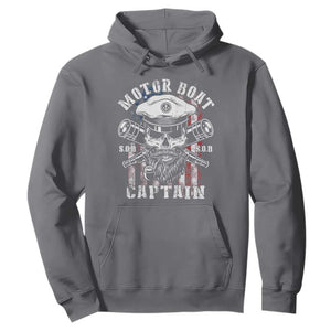 Motor Boat Captain Hoodie Patriotic American Flag TS09 Charcoal Print Your Wear