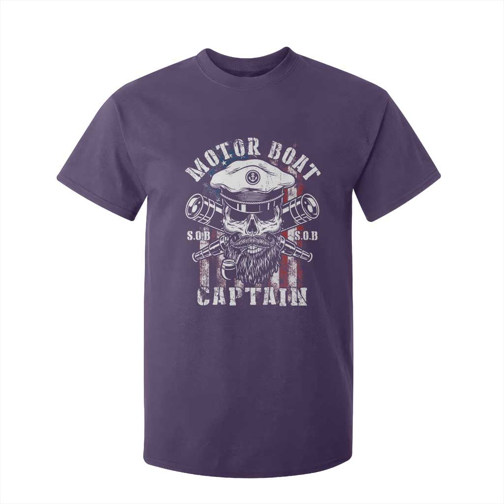 Motor Boat Captain T Shirt For Kid Patriotic American Flag TS09 Purple Print Your Wear