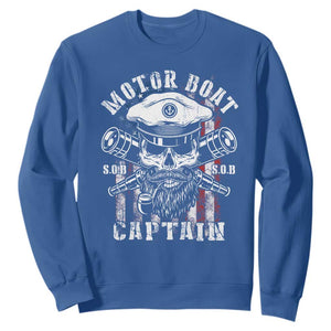 Motor Boat Captain Sweatshirt Patriotic American Flag TS09 Royal Blue Print Your Wear