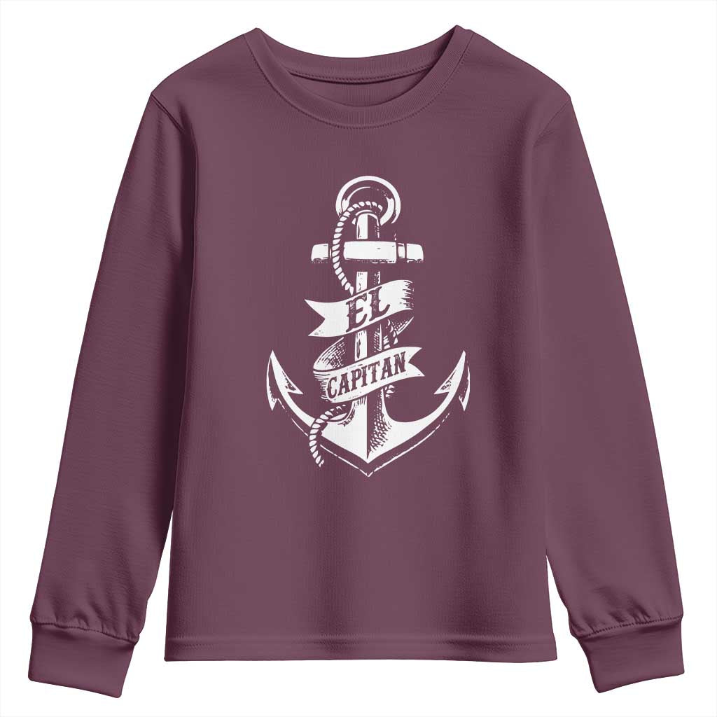 Boat El Capitan Youth Sweatshirt TS09 Maroon Print Your Wear