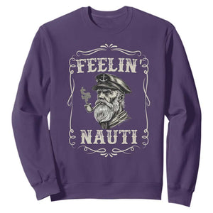 Boat Captain Sweatshirt Feelin Nauti Pontoon Sailing Sailor TS09 Purple Print Your Wear