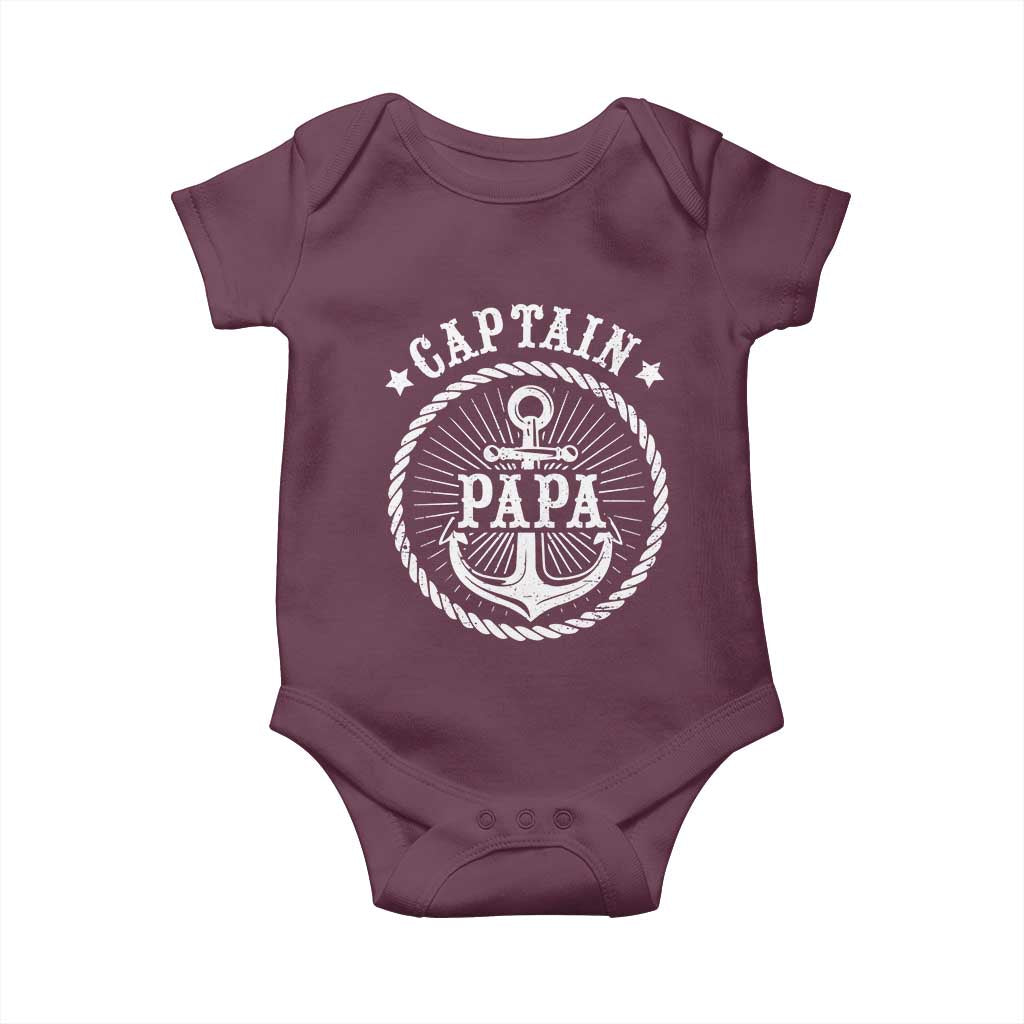 Captain Papa Baby Onesie Lake Sailor Boating TS09 Maroon Print Your Wear