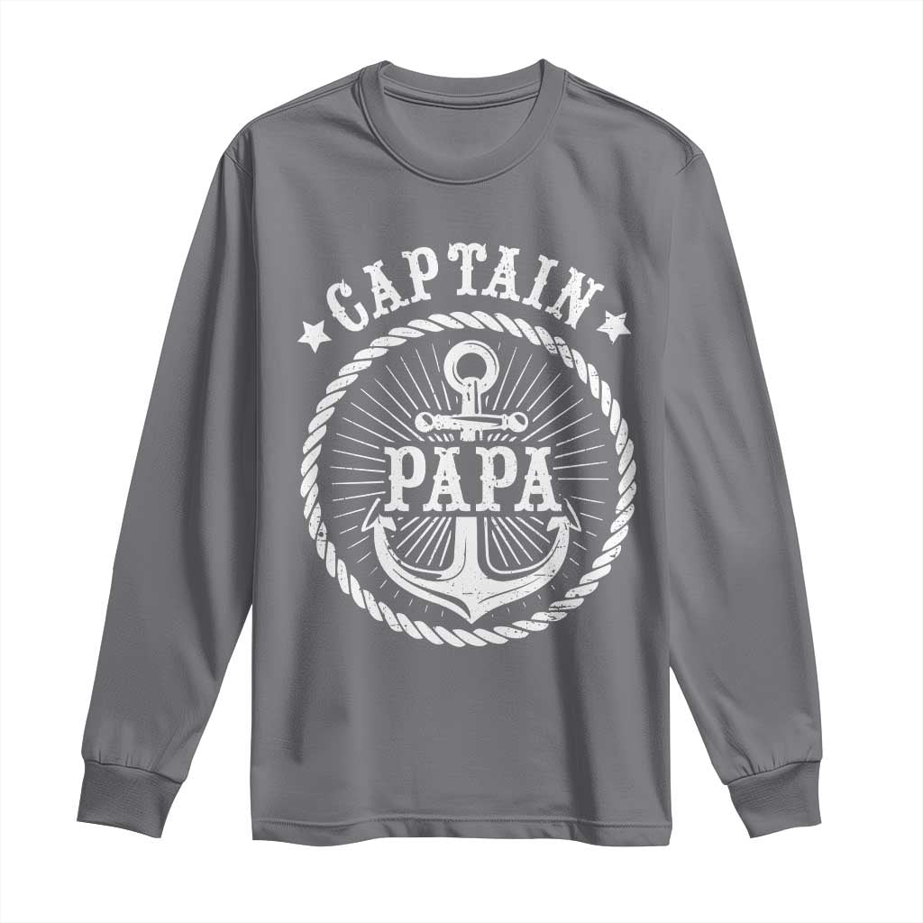 Captain Papa Long Sleeve Shirt Lake Sailor Boating TS09 Charcoal Print Your Wear