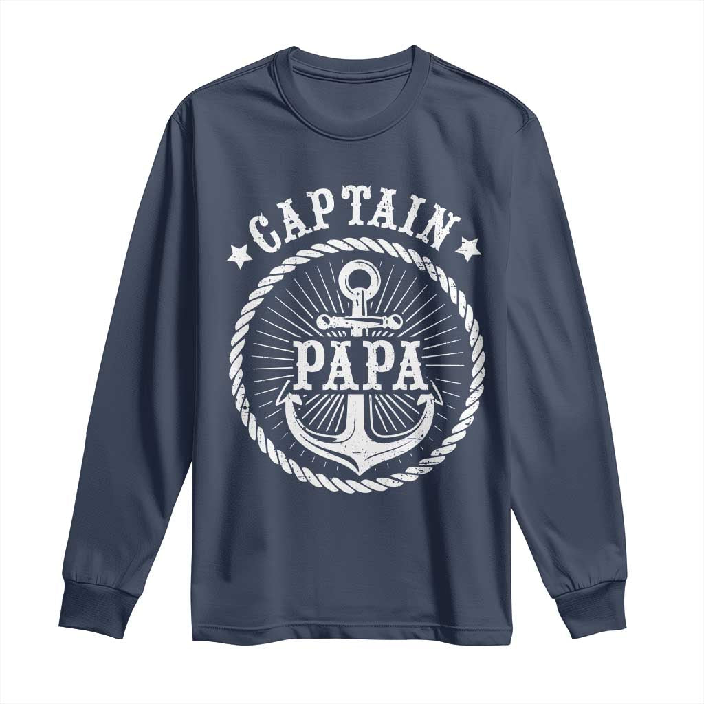 Captain Papa Long Sleeve Shirt Lake Sailor Boating TS09 Navy Print Your Wear