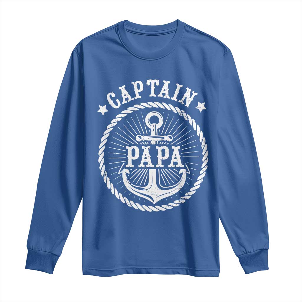 Captain Papa Long Sleeve Shirt Lake Sailor Boating TS09 Royal Blue Print Your Wear