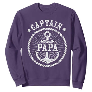 Captain Papa Sweatshirt Lake Sailor Boating TS09 Purple Print Your Wear