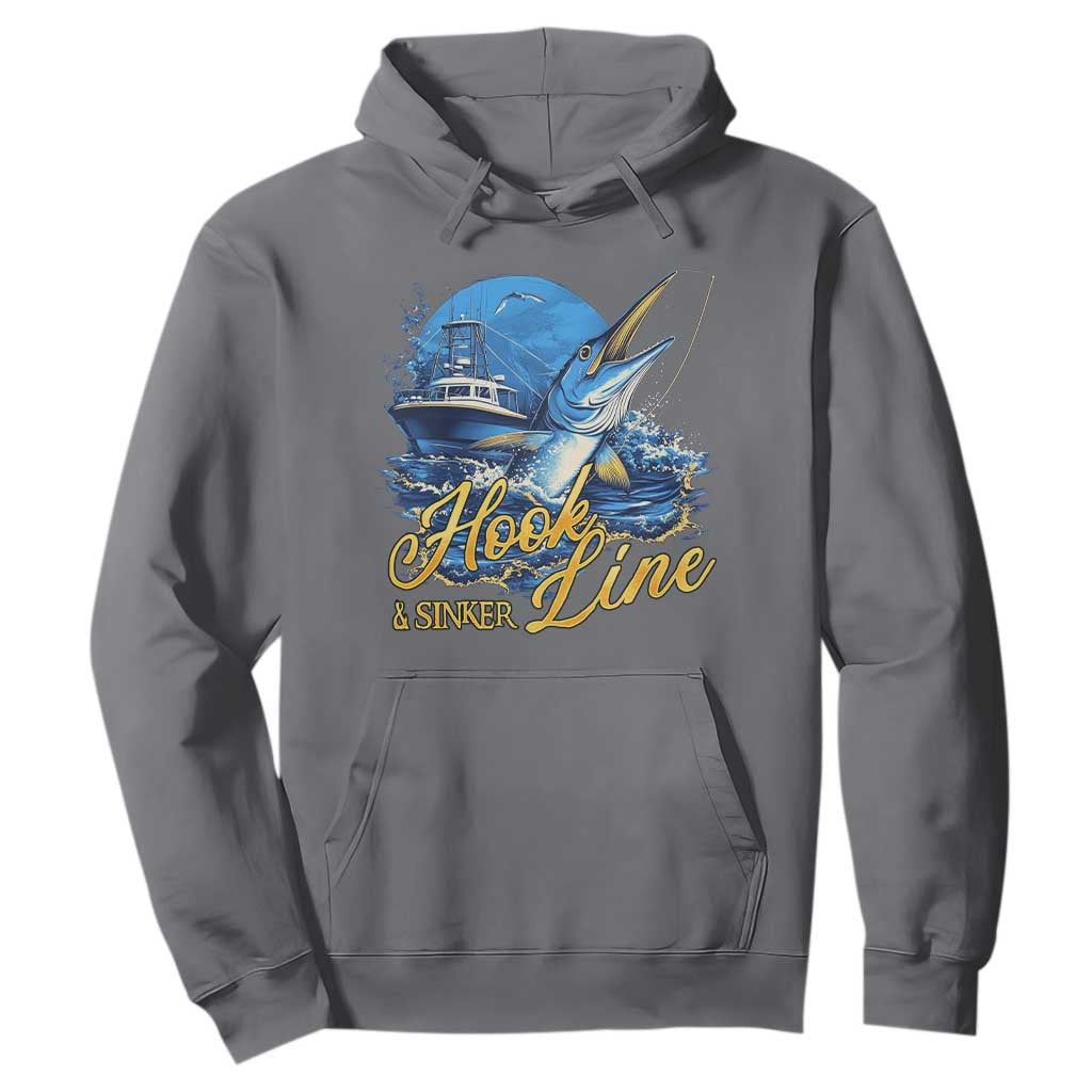 Fishing Boat Hoodie Hook Line and Sinker TS09 Charcoal Print Your Wear